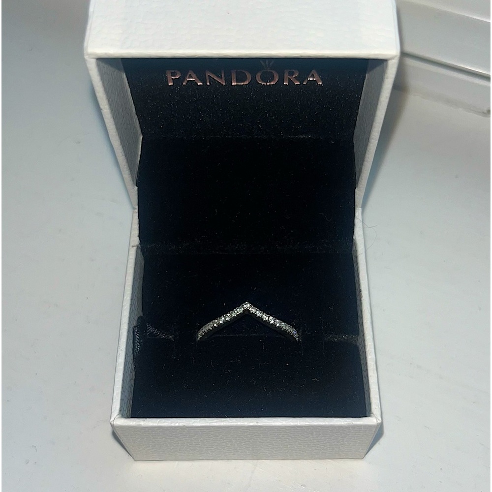 Pandora Sparkling Wishbone Ring